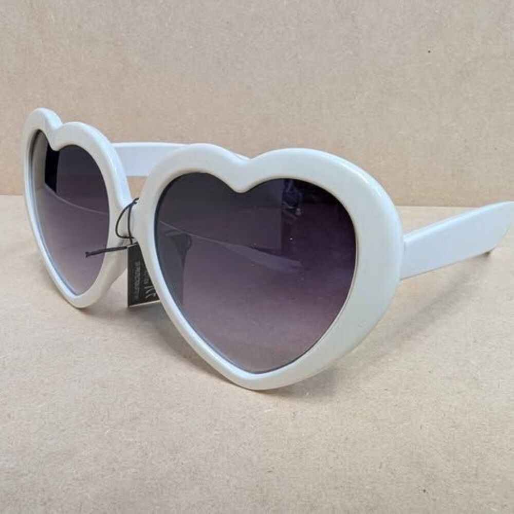 Vintage Style white Heart Sunglasses • Bright Summer Festival Sunnies • New